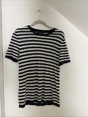 Black & White Striped Short Sleeve Men's Shirt
